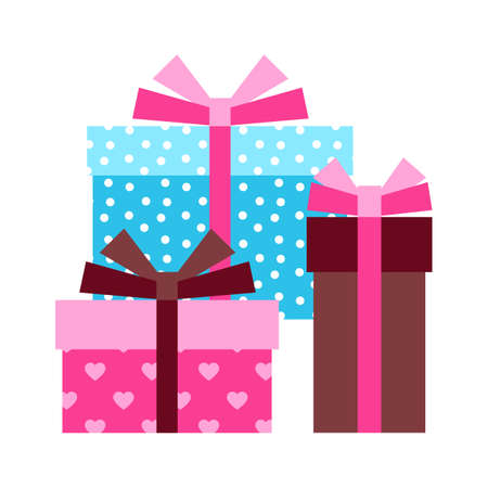 Illustration of gift boxes. Romantic stylized icon, Valentine day symbol.のイラスト素材