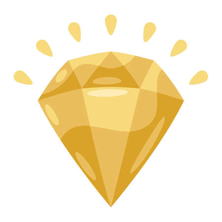 Illustration of shiny diamond. Stylized picture for decoration children holiday and party.のイラスト素材