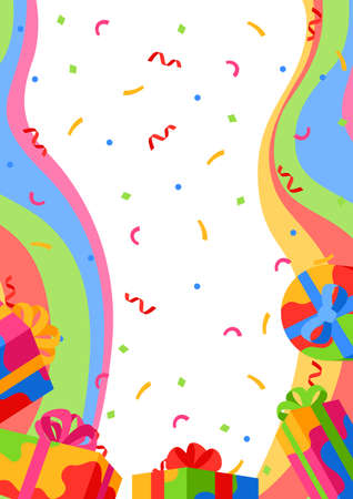 Background with gift boxes. Colorful presents for celebration, discounts or promotions.のイラスト素材