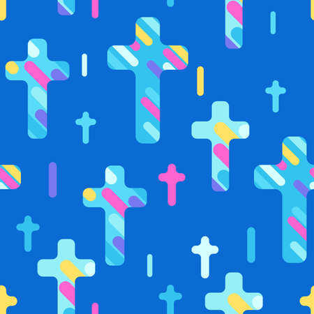 Happy Easter seamless pattern with crosses. Background with religious symbol of faith.のイラスト素材