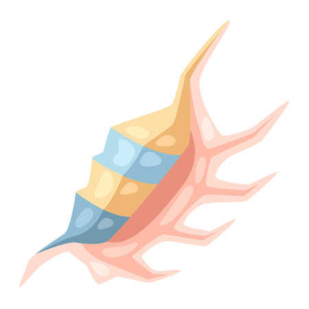 Illustration of seashell. Tropical underwater decorative mollusk shell.のイラスト素材