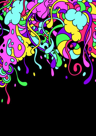 Background with slime and tentacles. Urban colorful abstract cartoon illustration.のイラスト素材
