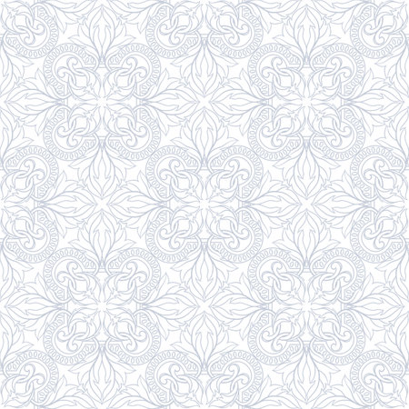 Portuguese azulejo ceramic tile seamless pattern. Mediterranean traditional ornament. Italian pottery or spanish majolica. Baroque damask background with vintage scroll leaves.のイラスト素材