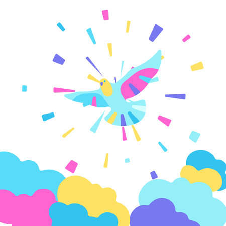 Happy Easter illustration with dove. Religious symbol of faith.のイラスト素材