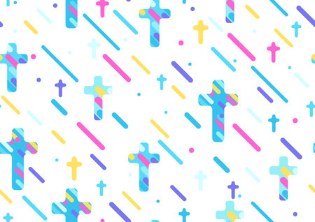 Happy Easter seamless pattern with crosses. Background with religious symbol of faith.のイラスト素材