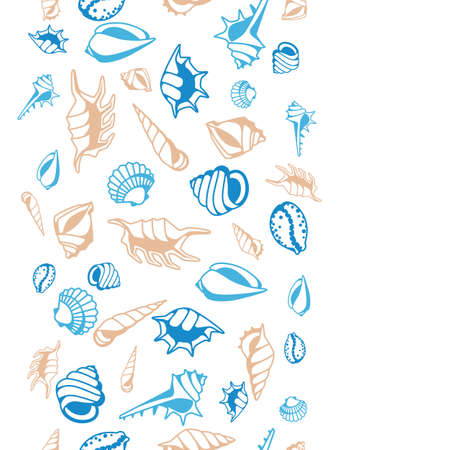 Seamless pattern with seashells. Tropical underwater mollusk shells decorative illustration.のイラスト素材