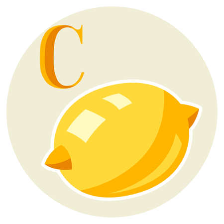 Illustration of stylized lemon. Fruits icon. Food product.のイラスト素材