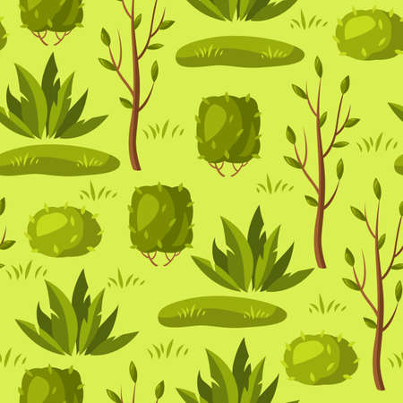 Seamless pattern with trees and bushes. Seasonal garden illustration.のイラスト素材