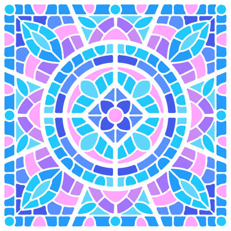 Ancient mosaic ceramic tile pattern. Decorative glass ornament. Abstract antique texture.のイラスト素材