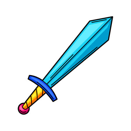 Illustration of sword. Gaming creative illustration. Trendy symbol in modern cartoon style.のイラスト素材