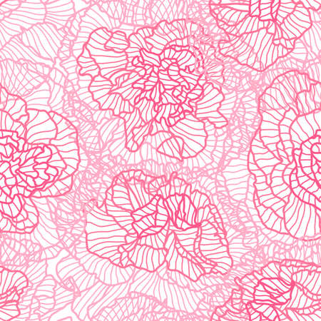 Seamless pattern with linear roses. Beautiful decorative stylized summer flowers.のイラスト素材