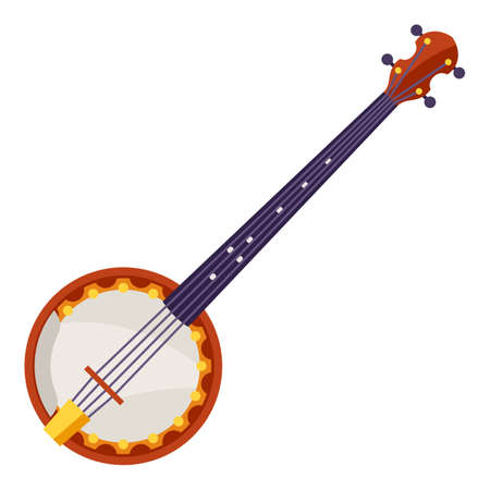 Illustration of banjo. Musical instrument for concert poster or advertisement.のイラスト素材