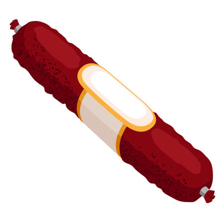 Illustration of salamisausage. Adversting icon or image for butcher shops and industries.のイラスト素材