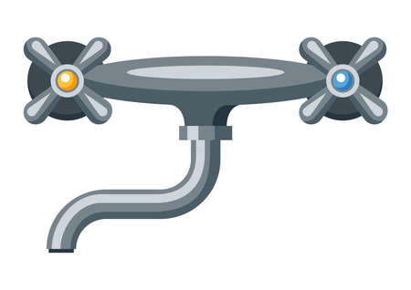 Illustration of faucet for water in bathroom. Adversting icon or image for industry and shops.のイラスト素材