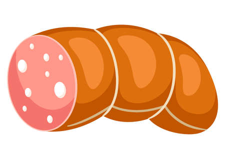 Illustration of sausage. Adversting icon or image for butcher shops and industries.のイラスト素材