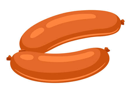Illustration of sausage. Adversting icon or image for butcher shops and industries.のイラスト素材