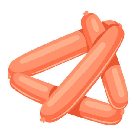 Illustration of sausage. Adversting icon or image for butcher shops and industries.のイラスト素材