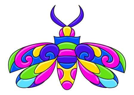 Decorative ornamental stylized beetle. Mexican ceramic cute naive art. Ethnic decorative insect. Traditional folk ornament.のイラスト素材