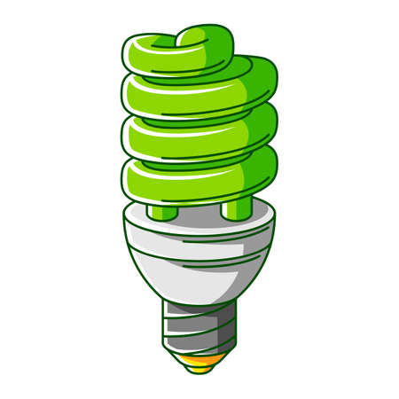 Illustration of energy saving light bulb. Ecology icon or green energy image for environment protection.のイラスト素材