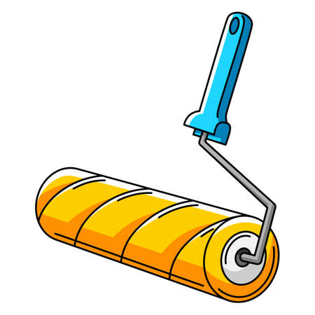 Illustration of paint roller. Repair working tool. Equipment for construction industry and business.のイラスト素材