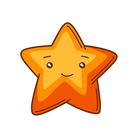 Illustration of cute kawaii star. Funny seasonal child illustration. Cartoon stylized character.のイラスト素材