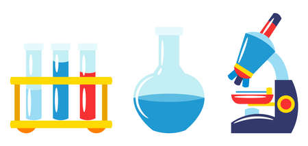 School and education ichemistry tems. Set of colorful supplies and stationery.のイラスト素材