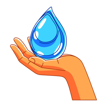 Illustration of hand holding water drop. Ecology concept or image for environment protection.のイラスト素材