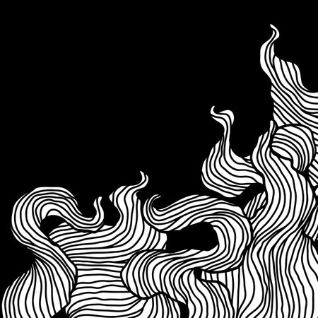 Background with wave line curls. Monochrome stripes black and white texture. Wavy abstract fur or hair.のイラスト素材