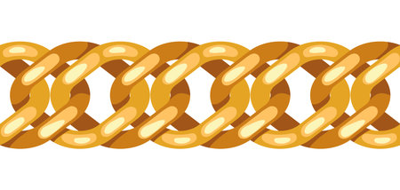 Seamless pattern golden chain. Beautiful jewelry precious necklaces. Vintage luxury border.のイラスト素材