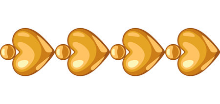 Seamless pattern golden heart chain. Beautiful jewelry precious necklaces. Vintage luxury border.のイラスト素材