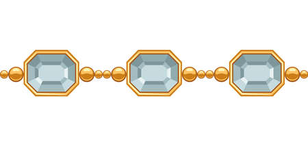 Seamless pattern gem stones necklace. Beautiful precious jewelry. Vintage luxury border.のイラスト素材