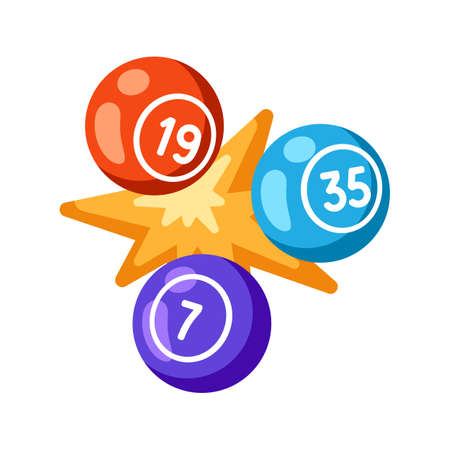 Lottery balls with numbers of lotto illustration. Icon for gambling or online games.のイラスト素材