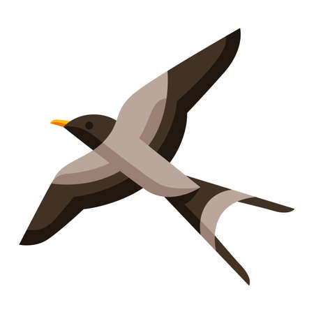 Illustration of stylized swallow. Image of wild bird in simple style. Vector icon.のイラスト素材