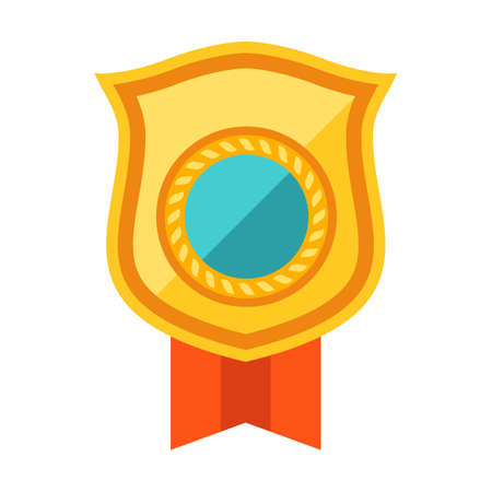 Illustration of gold shield. Award or trophy for sports or corporate competitions.のイラスト素材
