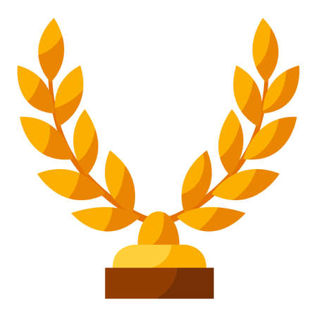 Illustration of prize with laurel wreath. Award or trophy for sports or corporate competitions.のイラスト素材