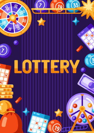Lottery and bingo frame. Concept for gambling or online games. Background with lotto and casino items.のイラスト素材