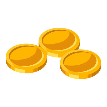 Illustration of three gold coins scattered. Business and financial icon.のイラスト素材