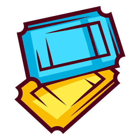 Illustration of tickets in cartoon style. Cute funny object. Symbol in comic style.のイラスト素材