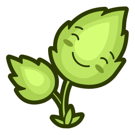Illustration of sprout in cartoon style. Cute funny character. Symbol in comic style.のイラスト素材