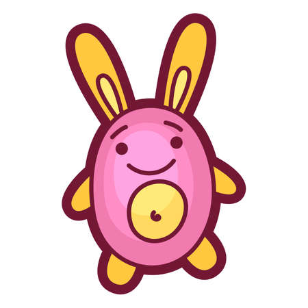 Illustration of hare in cartoon style. Cute funny character. Symbol in comic style.のイラスト素材