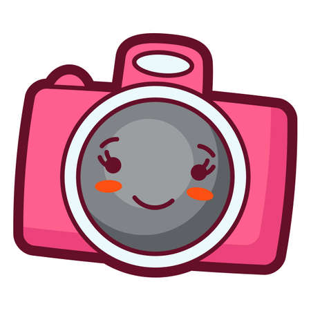 Illustration of photo camera in cartoon style. Cute funny character. Symbol in comic style.のイラスト素材