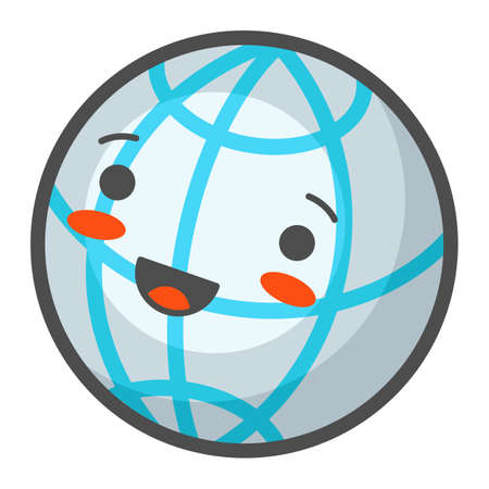 Illustration of globe in cartoon style. Cute funny character. Symbol in comic style.のイラスト素材