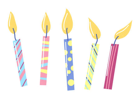 Illustration of Happy Birthday candles. Celebration or holiday item.のイラスト素材