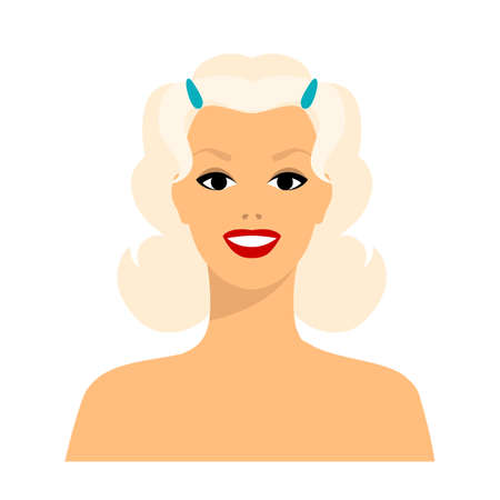 Stylized illustration of retro girl. Image for design or decoration.のイラスト素材