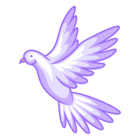 Illustration of flying dove. Cartoon stylized picture. Icon for design and decoration.のイラスト素材