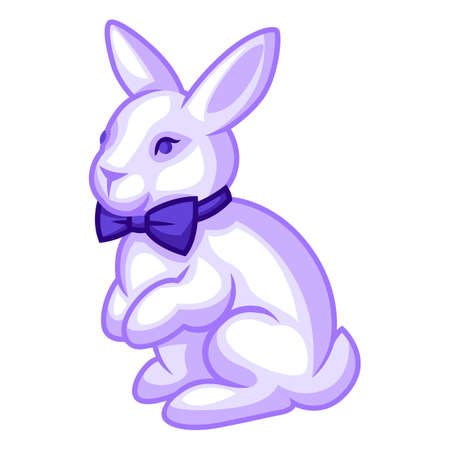 Illustration of rabbit with bow tie. Cartoon stylized picture. Icon for design and decoration.のイラスト素材