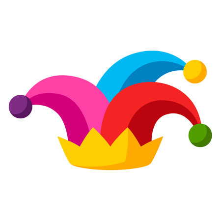Illustration of clown hat in cartoon style. Cute funny object.のイラスト素材