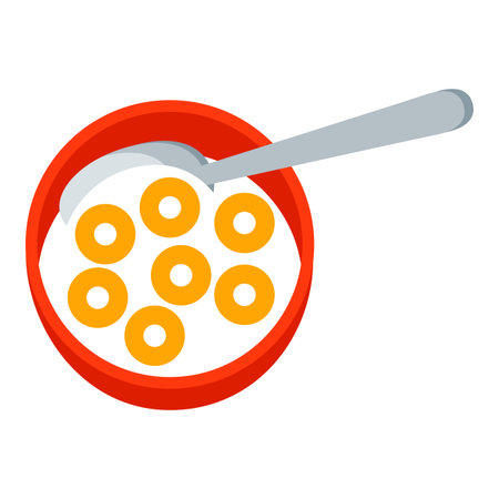 Illustration of corn flakes with milk. Breakfast icon. Food item for menu restaurants and shops.のイラスト素材