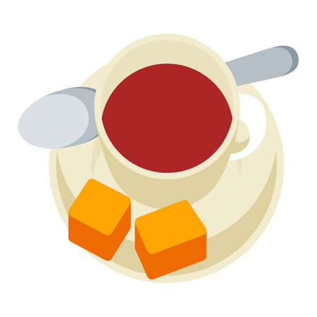 Illustration of cup coffee with sugar. Breakfast icon. Food item for menu restaurants and shops.のイラスト素材