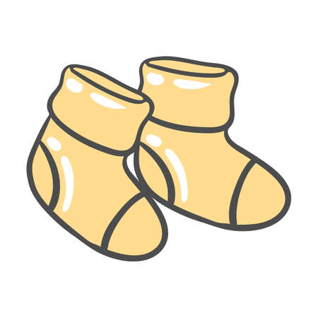 Illustration of baby socks. Clothes for newborn. Happy Birthday image. Holiday baby shower simbol.のイラスト素材